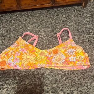 Retro Floral Bikini Top with Pink Adjustable Straps Size 4-6 Wild Fable
